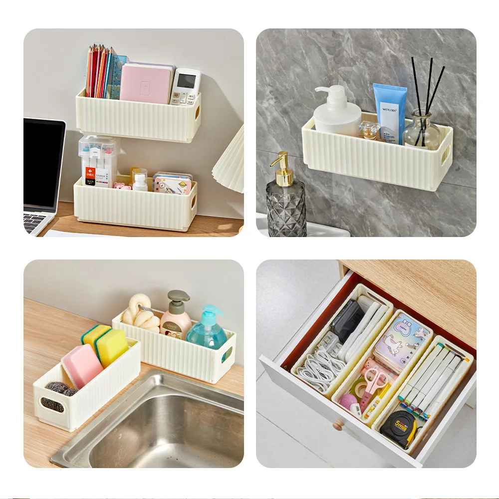 WORTHBUY Plastic Cleaning Supplies Storage Rack Wall Mounted Organizer Kitchen Items Foldable Storage Basket Of Detergent Sponge