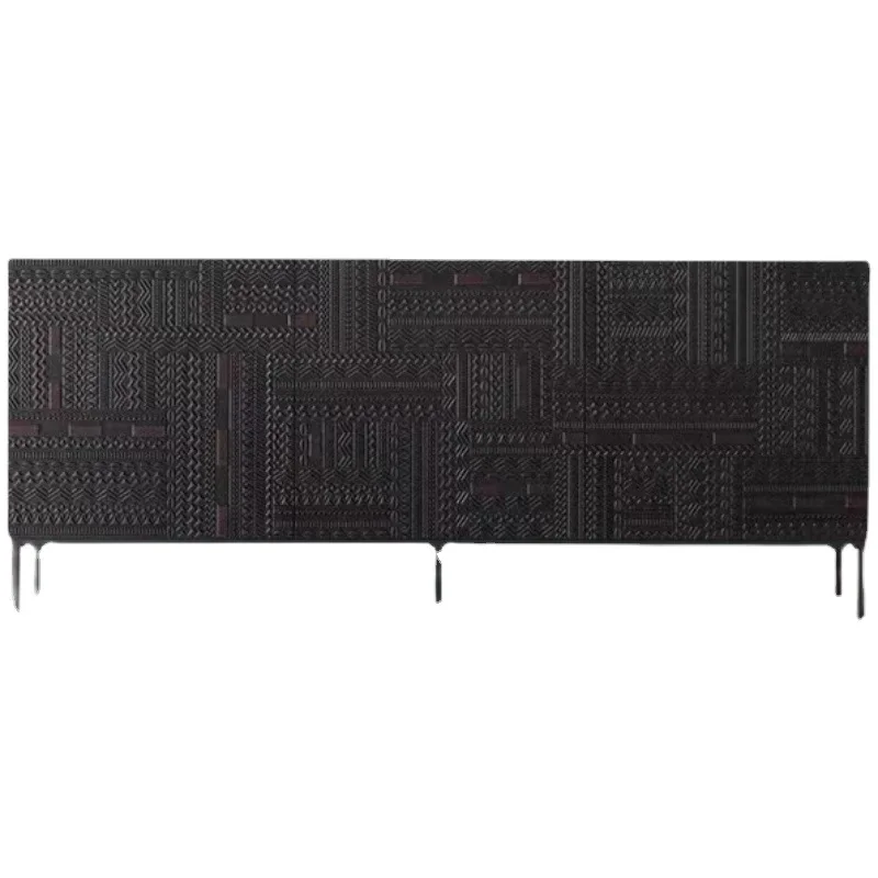 

Dining side cabinet Indonesia into K carved solid wood teak TV cabinet light luxury door cabinet