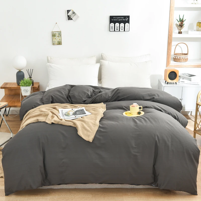 Solid Color Duvet Cover Sheet Double Duvet Cover Grey King Comfortable Duvet Cover Twin Full King 1 Duvet Cover 2 Pillowcases