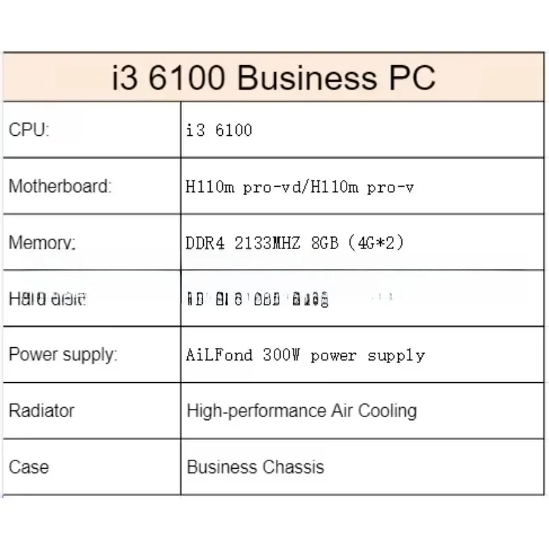 i3 6100 pc da gioco completo set di computer personalizzati attrezzature desktop precostruite all'ingrosso costruire pc desktop gamer