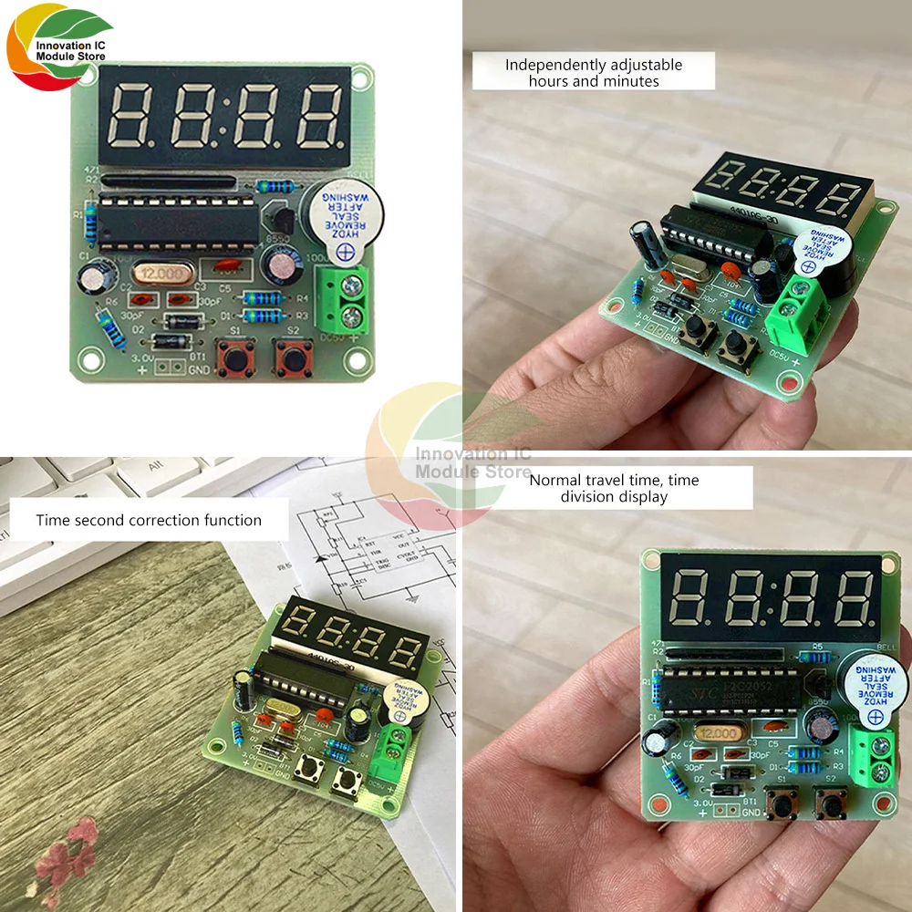 Kit orologio elettronico fai-da-te 4 tubi digitali Display orario a LED progetto di saldatura fai-da-te per l\'istruzione e l\'artigianato fai-da-te