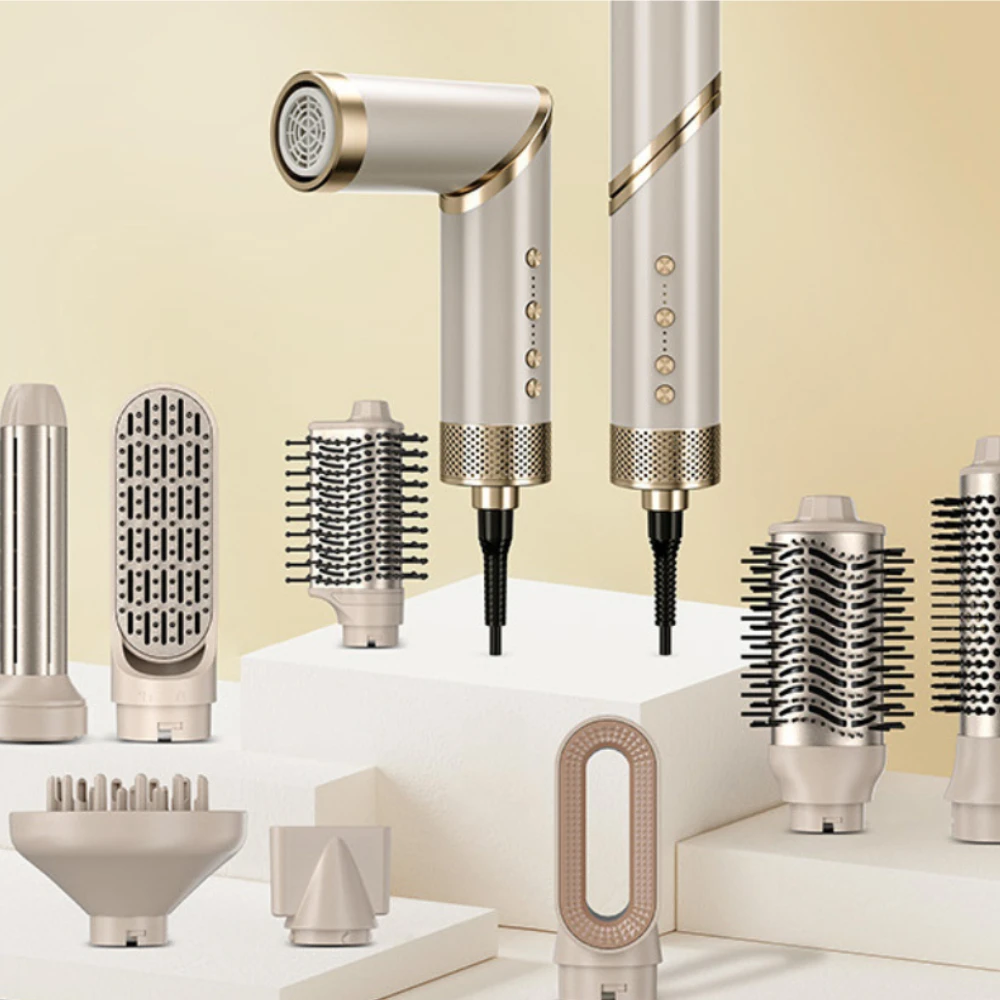New 9 in 1 Hair Dryer Brush Brushless High Speed Hair Dryer with Diffuser Ionic Blow Dryer Hot Air Styling Comb Auto Hair Curler