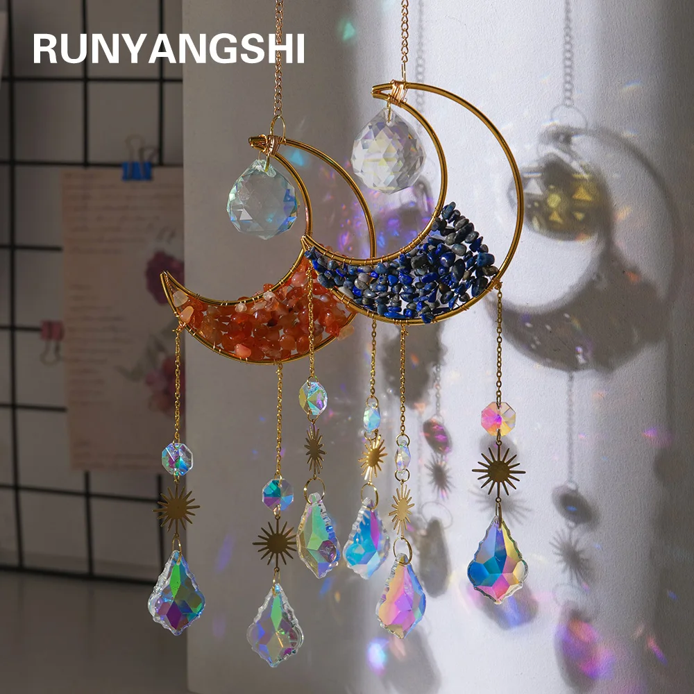 1PC Metal Prism Light Rainbow Crystal Suncatcher Hanging Prism Ornament Pendant Home Garden Decor Car Decor Crystal Wind Chime