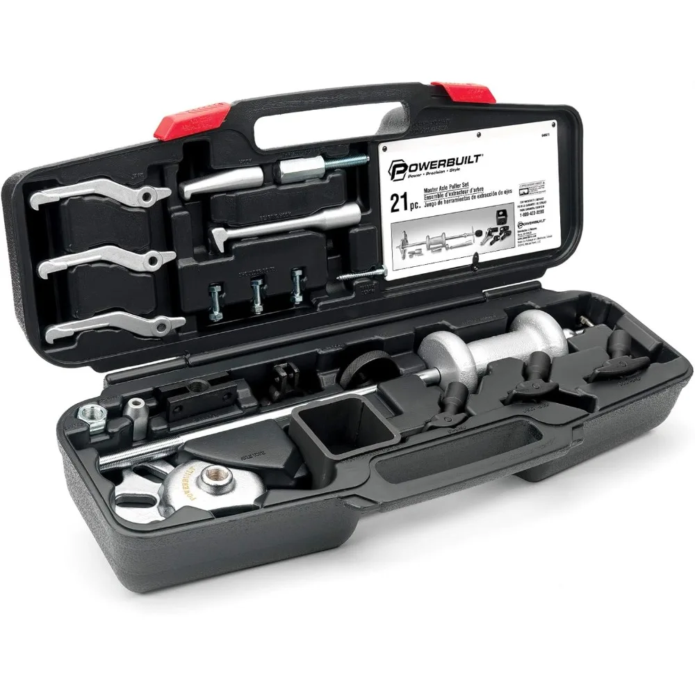 Powerbuilt 21-Piece Master Axle Puller Set for Car Bearing and Seal Removal - Vehicle Repair Tool Kit