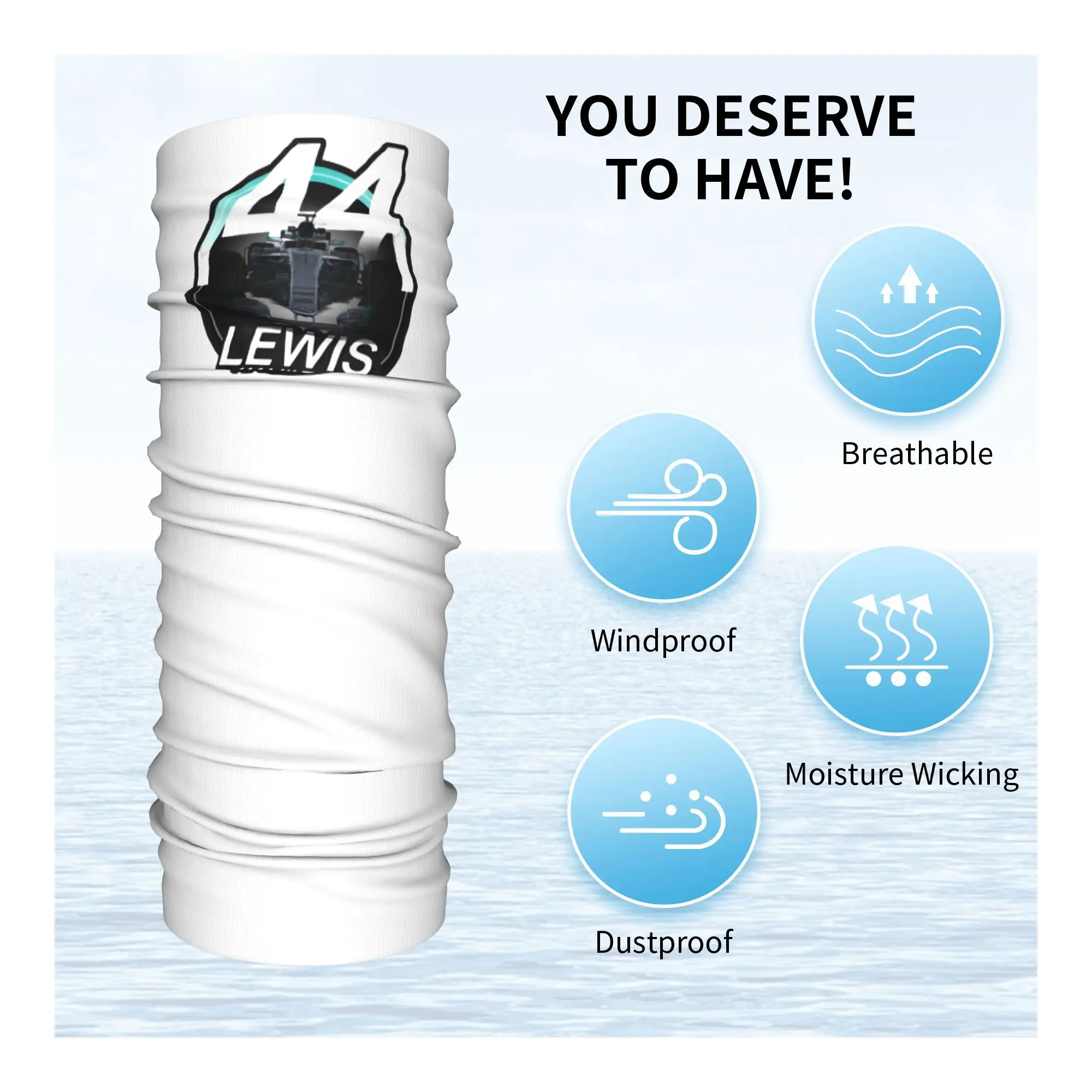 لويس هاميلتون 44 - F1 باندانا غطاء الرقبة قناع مطبوع وشاح متعدد الوظائف بالاكلافا ركوب للرجال والنساء الكبار تنفس