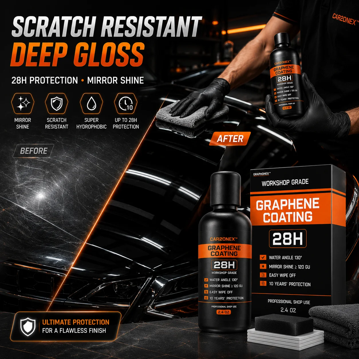 Graphene Ceramic Coating with Self Healing & UV Resistance for Professional Car Detailing, Long-Lasting Paint Protection