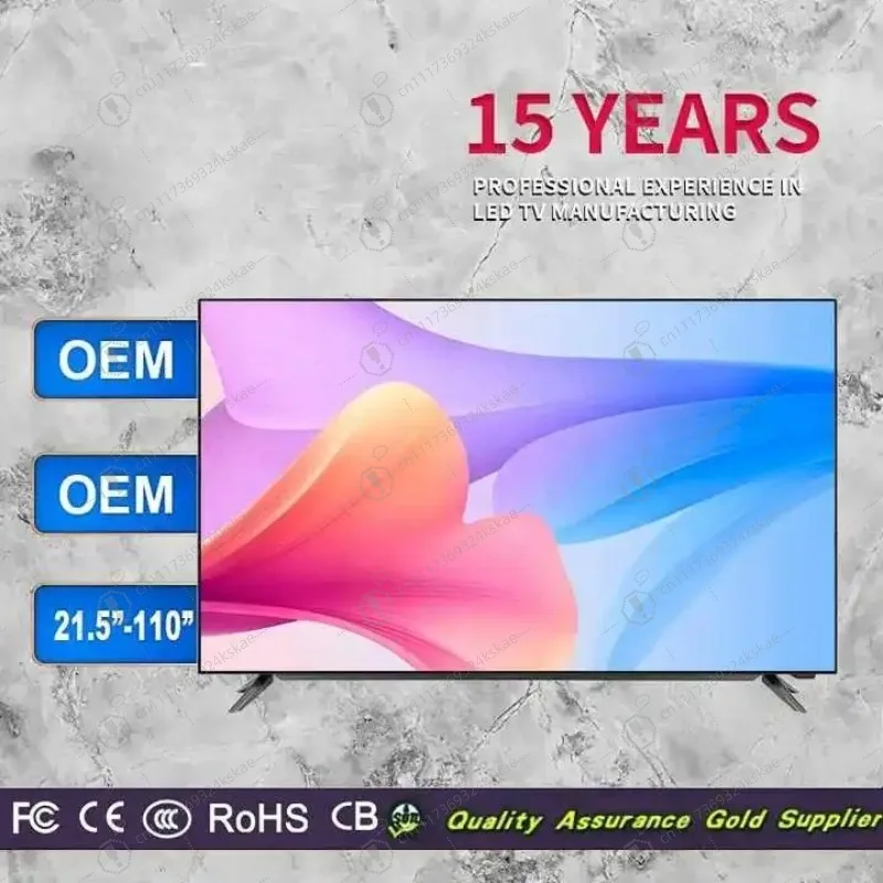 Multi‑Size Android Smart 4K LED TV,50‑55‑65‑75‑85 Inch OEM Custom‑Logo Unbreakable HD Television For Bulk Order