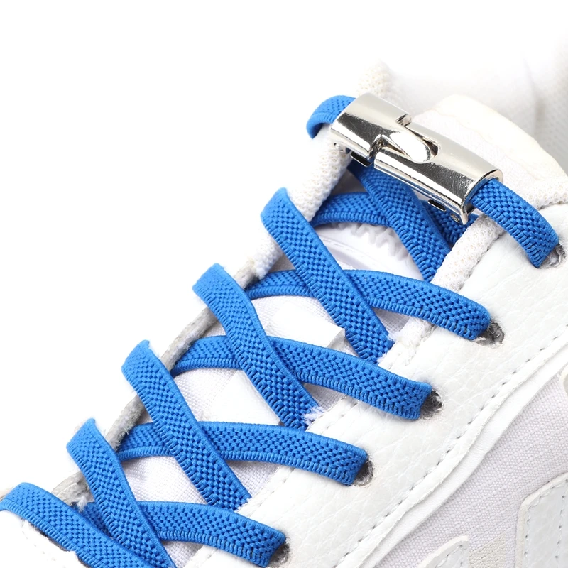 1 Pair No Tie Shoe Laces Cross metal lock Elastic Shoelaces Flat Precision organization Rubber bands Lazy Shoes Lace Unisex