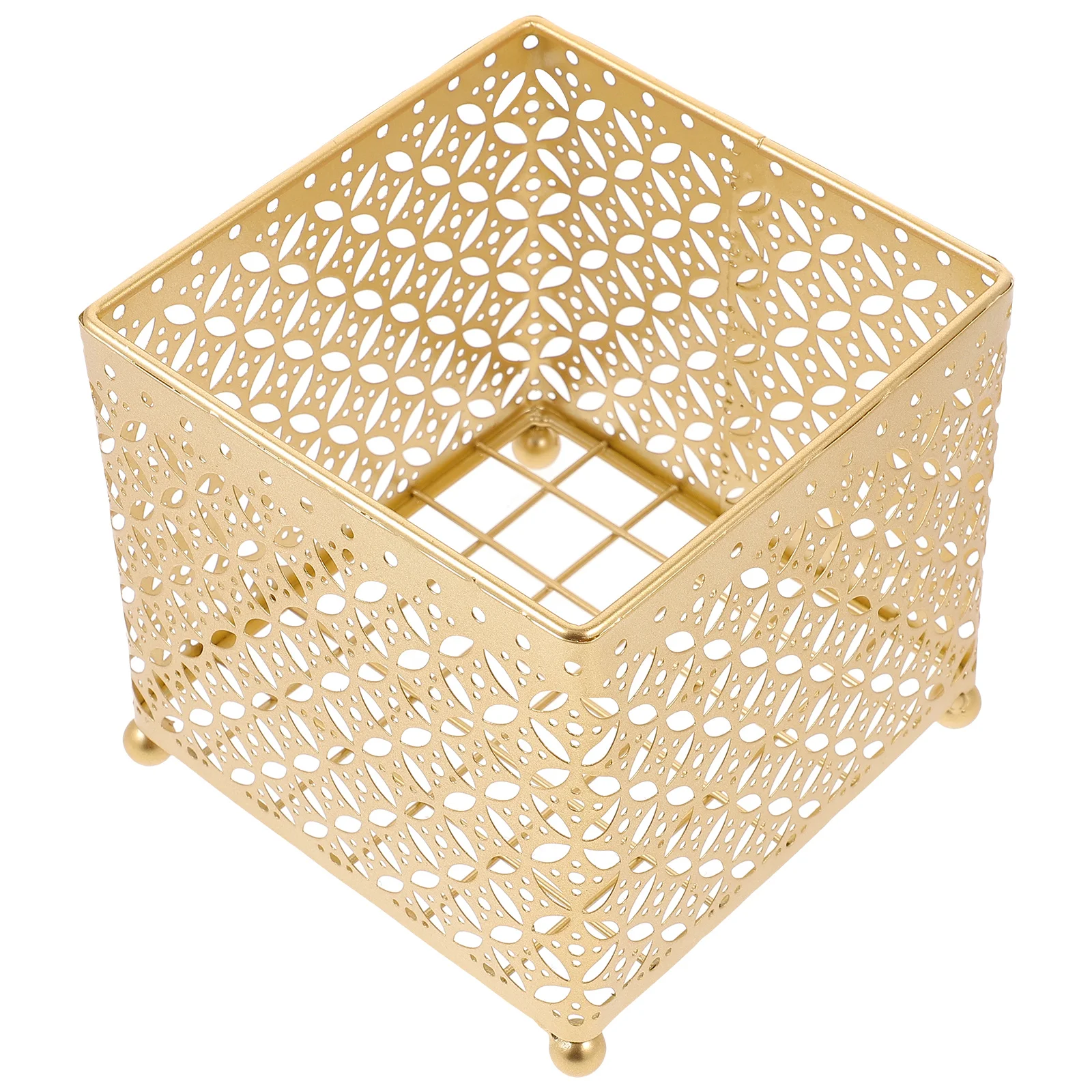 

Gold Metal Storage Basket for Makeup Organizing Modern Style Desktop Holder Cosmetics Sundries Organizer Versatile Small Basket
