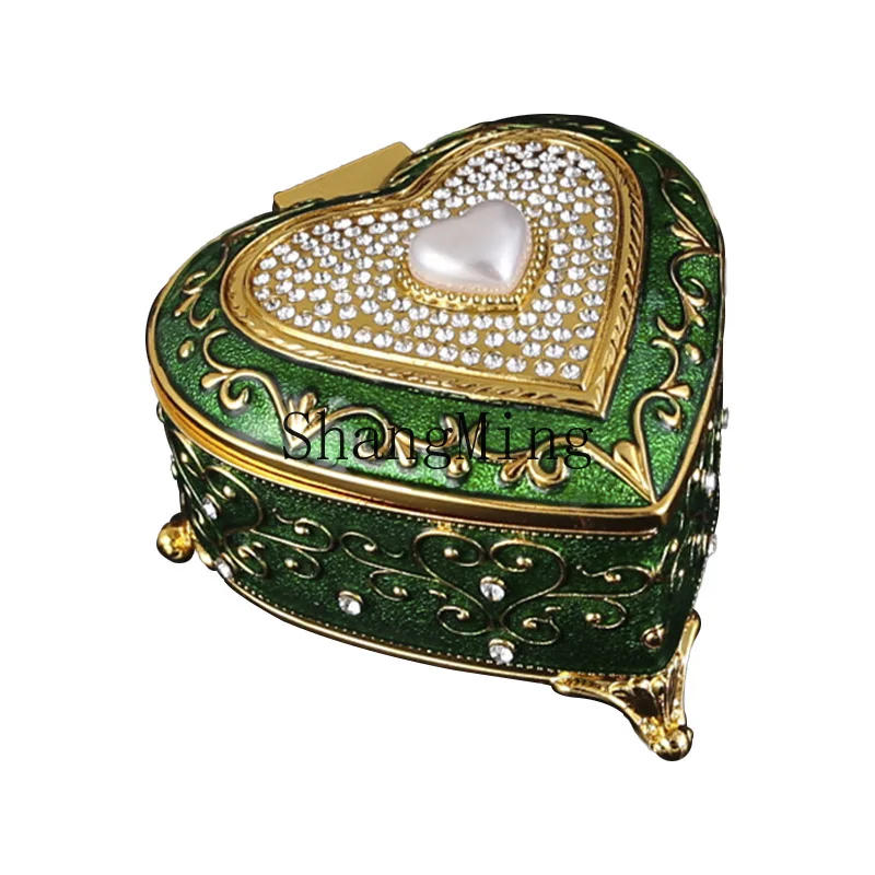 DSA retro light luxury jewelry box metal jewelry box exquisite enamel jewelry high-end storage box