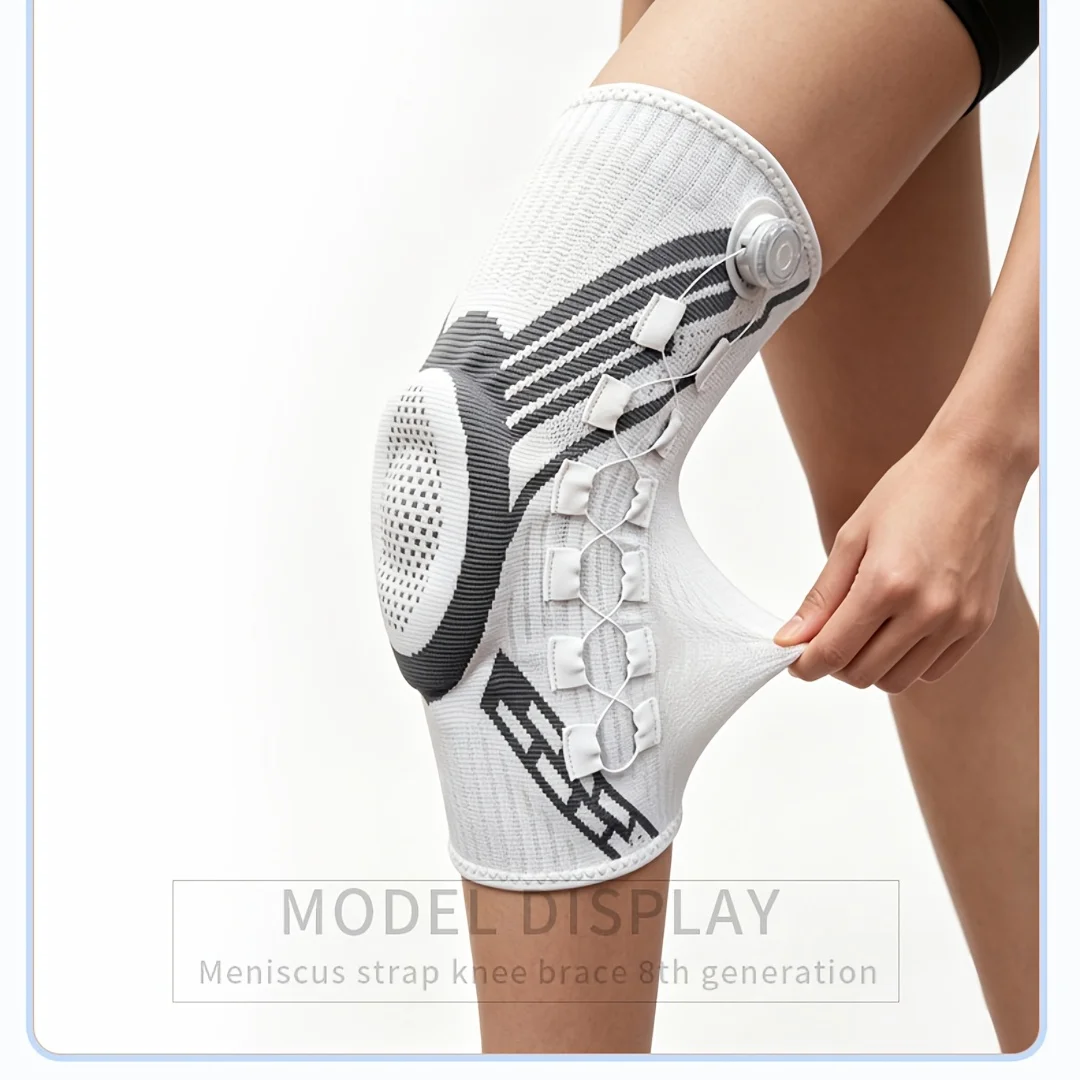 Adjustable Dial Knee Brace Spring Support Silicone Shock Absorption Suitable for Running Gym Hiking Meniscus Joint Pain Relief