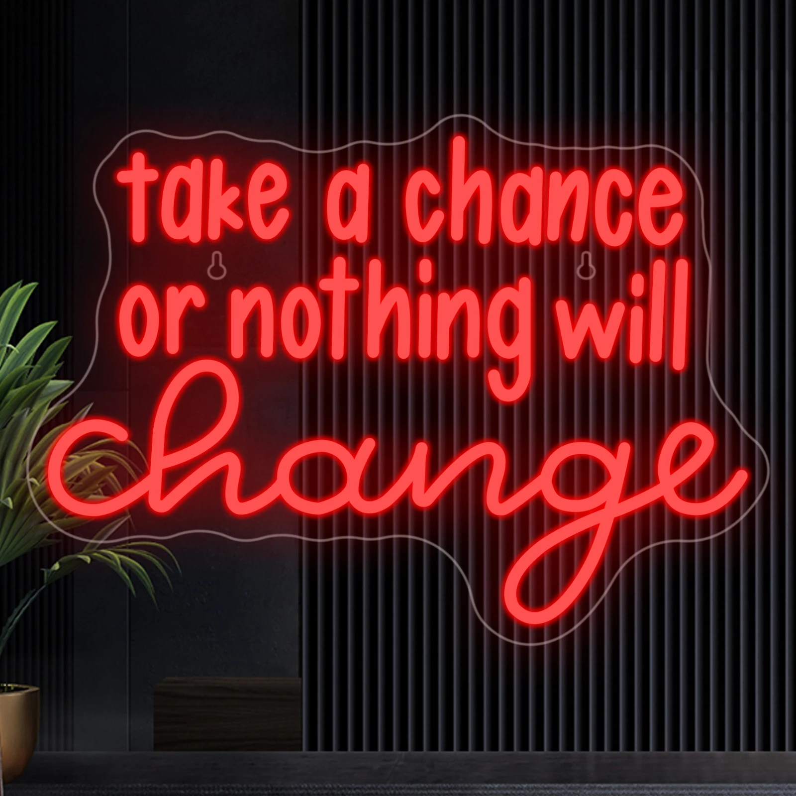 Neonschild „Take A Chance Or You Or Nothing Will Change“ mit LED-Licht, inspiriert mit Buchstaben, Raumwanddekoration, Schilder für Fitnessstudio, Arbeitszimmer, USB