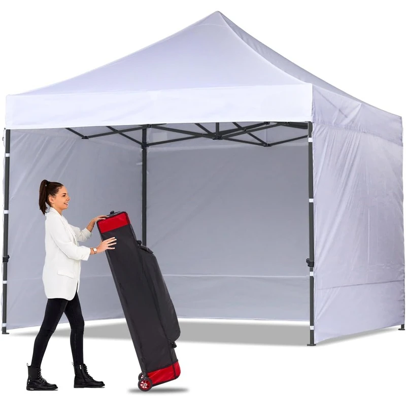 Heavy Duty Easy Pop up Canopy Tent with Sidewalls 10x10, White