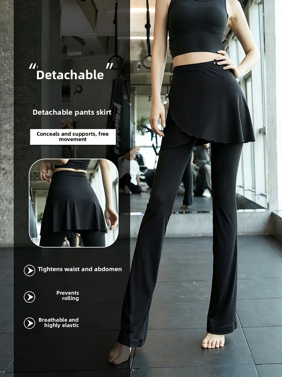 High Waist  Yoga Pants with Skirt Running Fitness Sports Women's Large Size Yoga Fat MM Butt Covering Skirt