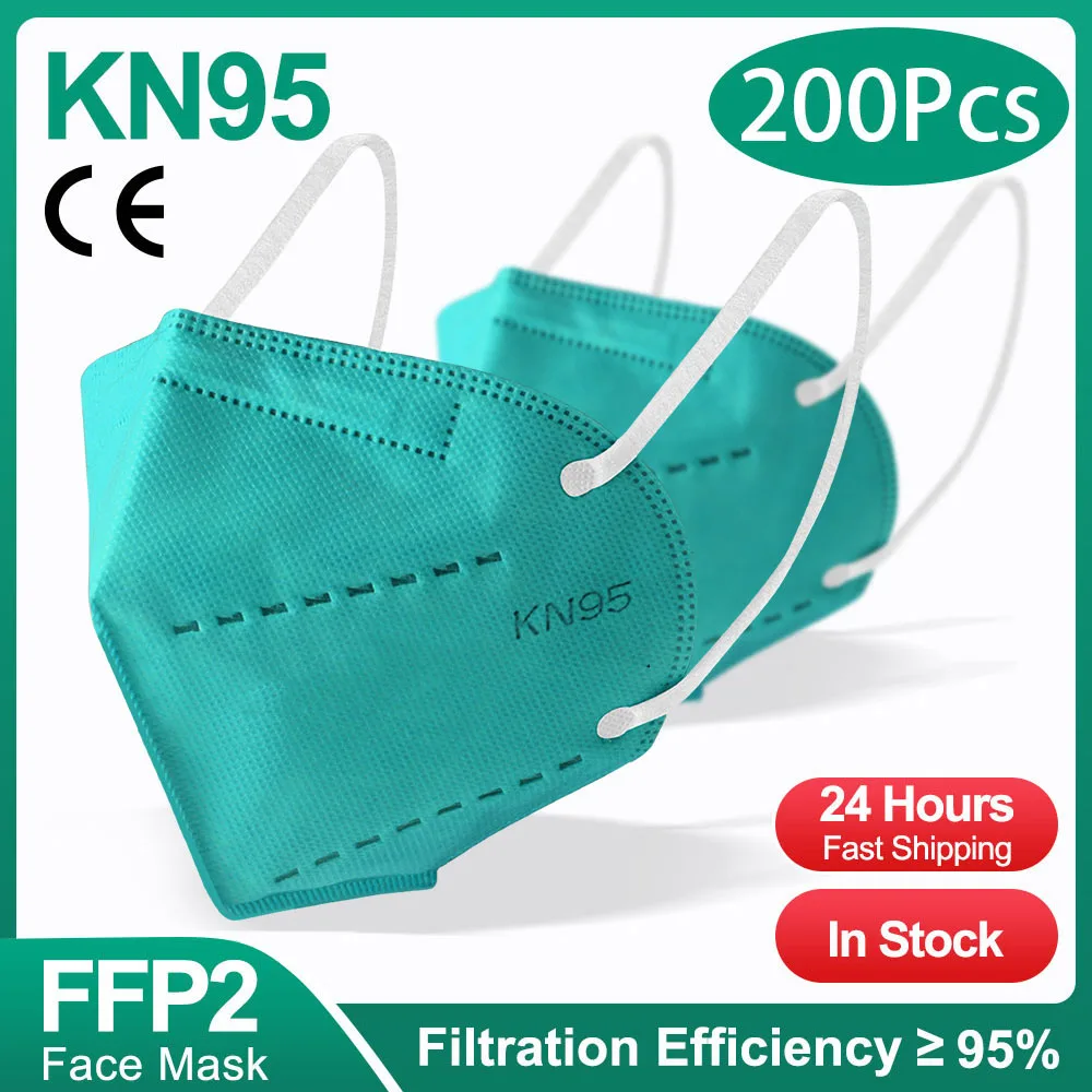 10-200 stuks FFP2-maskers kn95 Mascarillas KN95 gezichtsmaskerfilter 5 lagen mascarillas quirurgicas homologadas herbruikbaar zwart FFP2-masker
