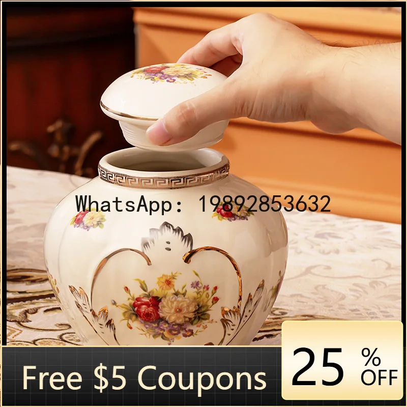 

Z4 Ceramic Wine Bottle Holder Wedding Bride's Dowry Sugar Jar Wine Jar Housewarming New Home Sealed Candy Tea Jar