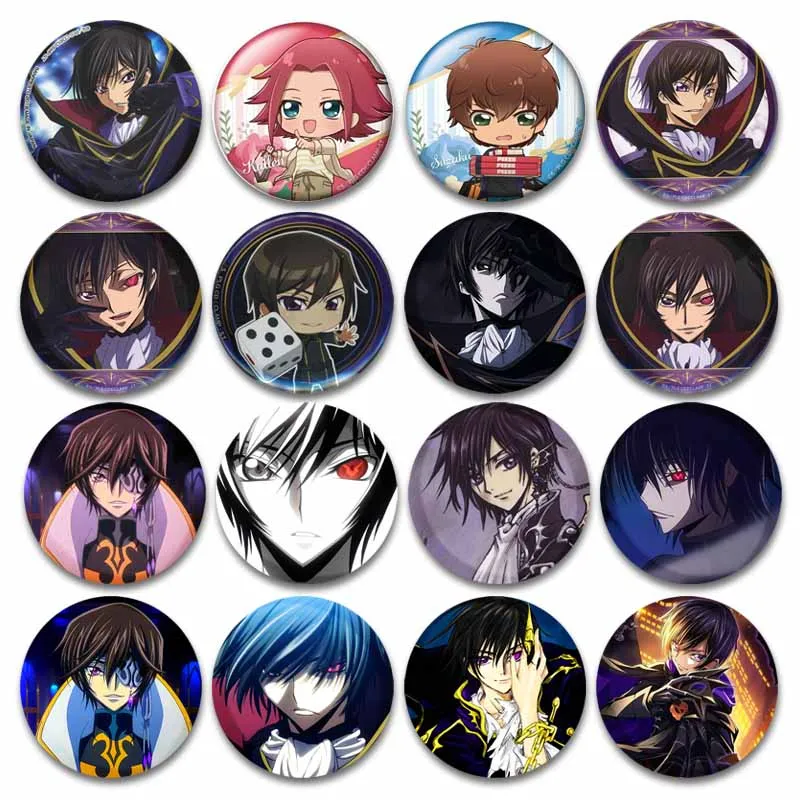 Anime Character Lelouch Lamperouge Brooch Pins Children Clothes Decorative Badge Cartoon Round Alloy Personality Pin Accessories