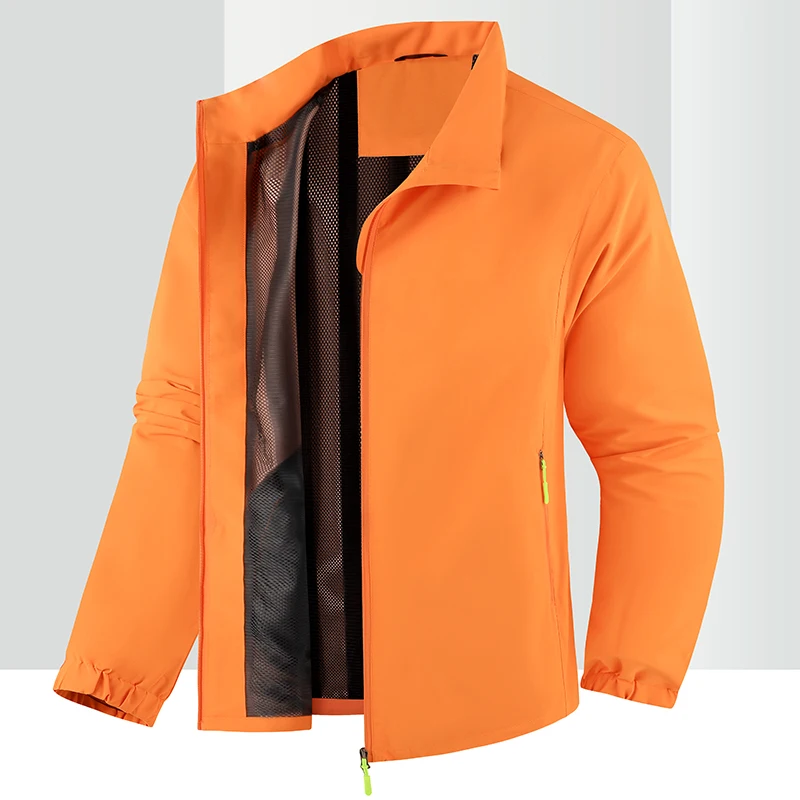 Waterproof Lapel Windbreaker Jackets Men Women Lightweight Wind Resistant Jacket Spring Autumn Casual Outdoor Sports Zip Up Coat