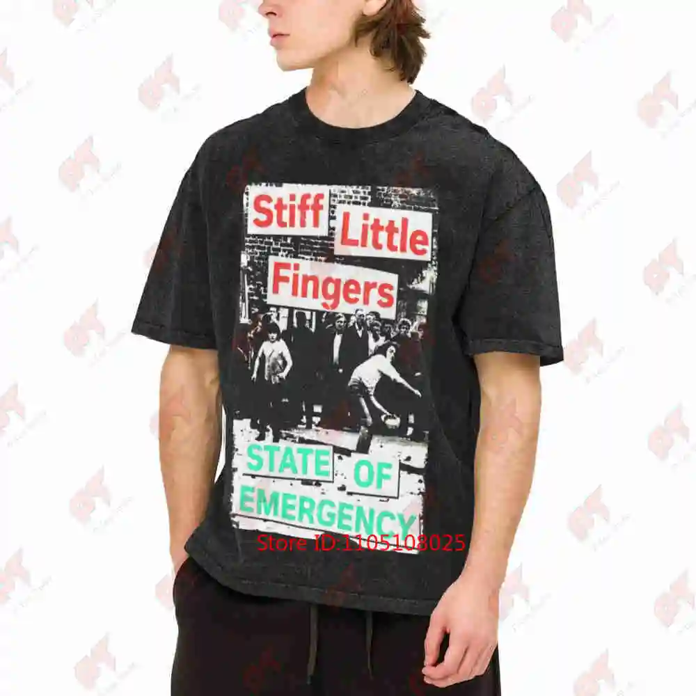 Stiff Little Fingers Band Vintage Washed Tee Pure Cotton T-Shirt