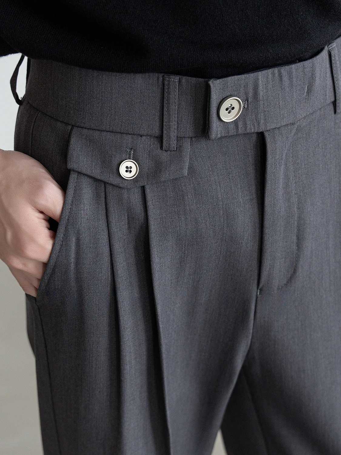 Summer High-End Thin Straight Leg Suit Casual Pants Men's Draped Silk Wool Blend Long Trousers Business Gentleman Style Polye...