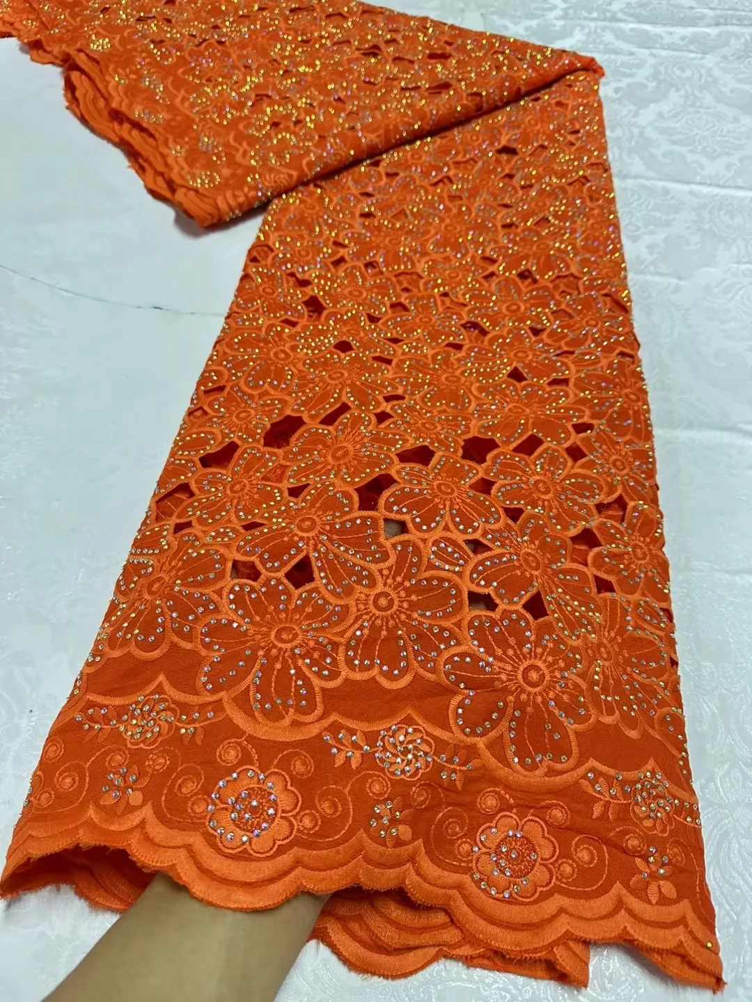 Swiss Voile Lace Fabric 2024 High Quality African Nigerian Cotton Lace Austria Stones Lace For Women Evening Dresess