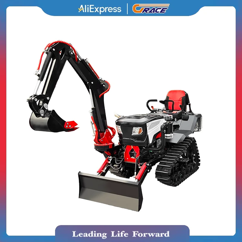 

New Multifunctional Small/Mini Farm Tractor Factory Excavator Mini Loader Crawler rotary tiller With Best Price In China