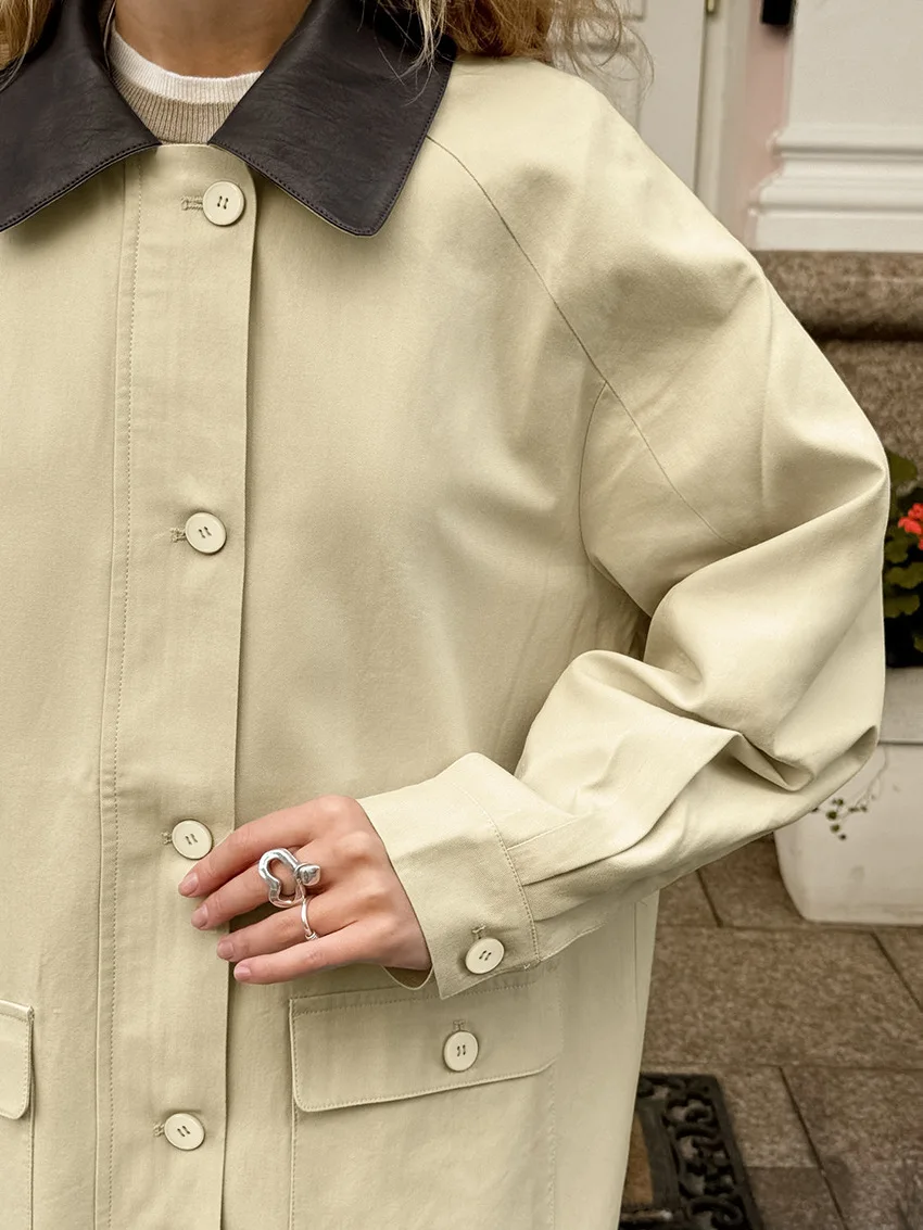 100% Baumwolle Vintage Patchwork Jacke Top Mode Herbst Turndown Kragen Einreiher Casual Mantel England Stil Neue Oberbekleidung