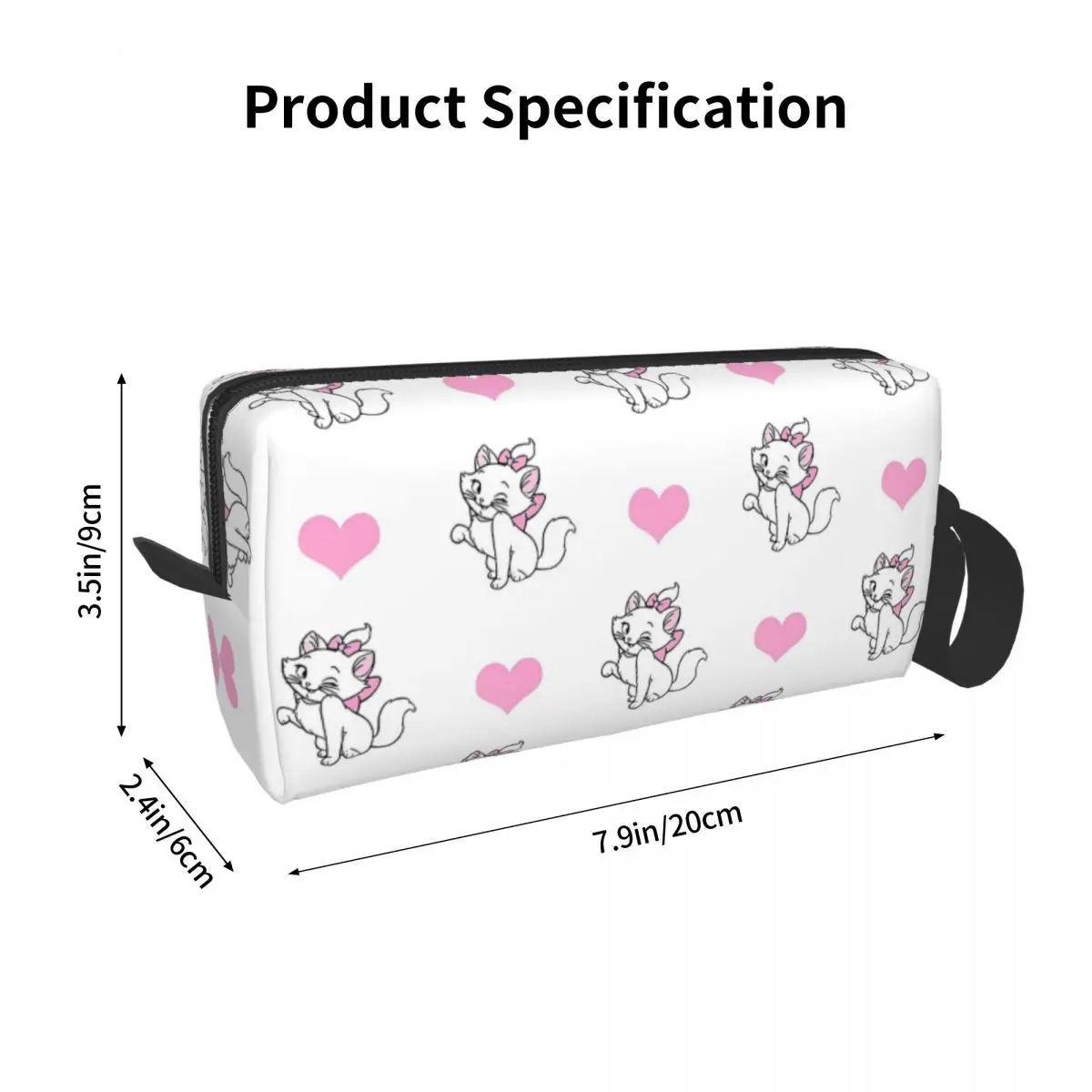 Cute Kitty Heart Marie Cat Aristocats Makeup Bag Pouch Cosmetic Bag per uomo donna borse da toilette Dopp Kit