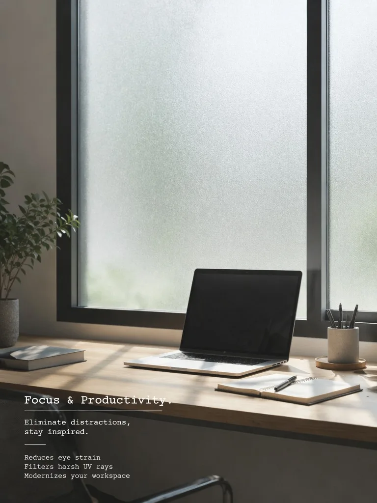 Frosted Privacy Window Film Static Cling No Glue Heat Control UV Protection Removable for Home Bathroom Glass