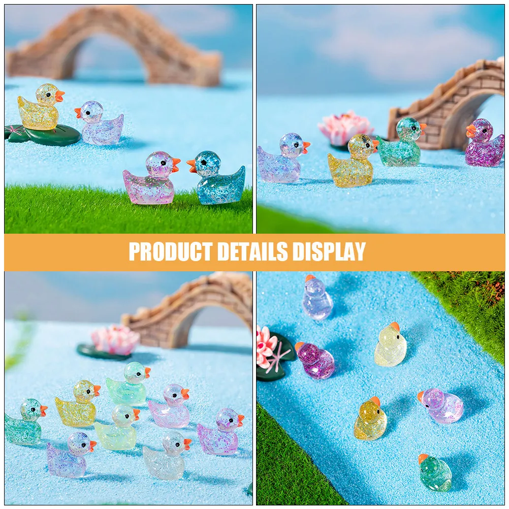 

60Pcs Mini Resin Duck Decor Glow in The Dark Exquisite Detail Lightweight for Garden Yard Car Dollhouse Micro Landscape