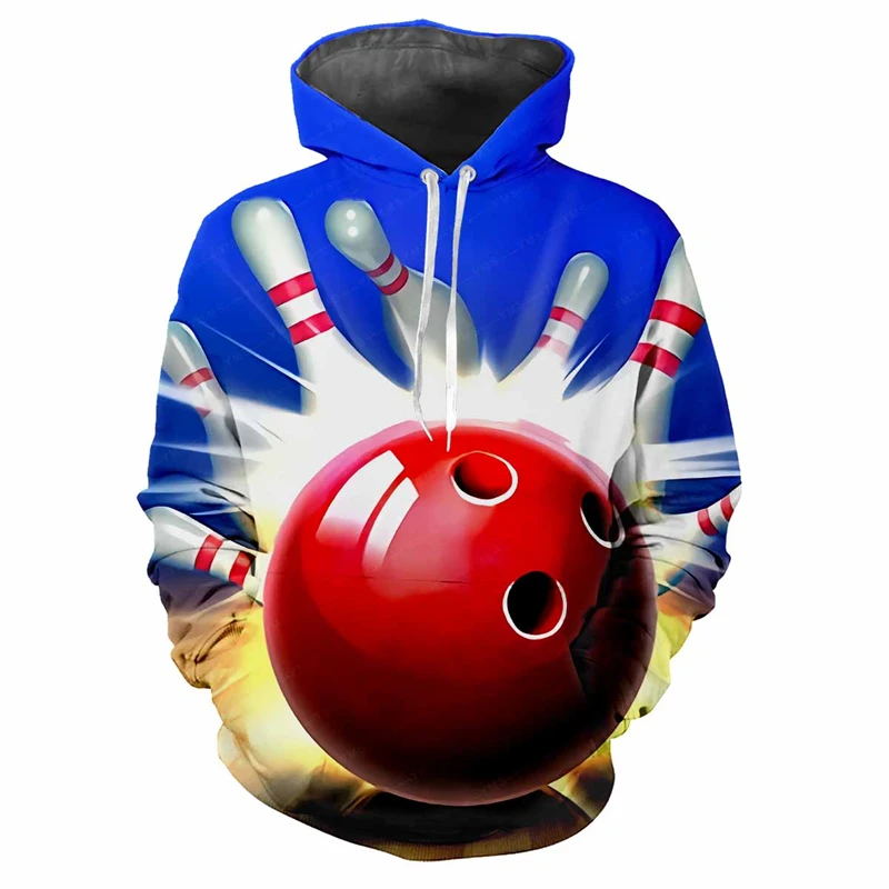 Ball Game Pattern 3D Printed Hoodies Tennis Bowling Badminton Casual Sports Running Men's Clothes Outdoor Comfortable Sweatshirt