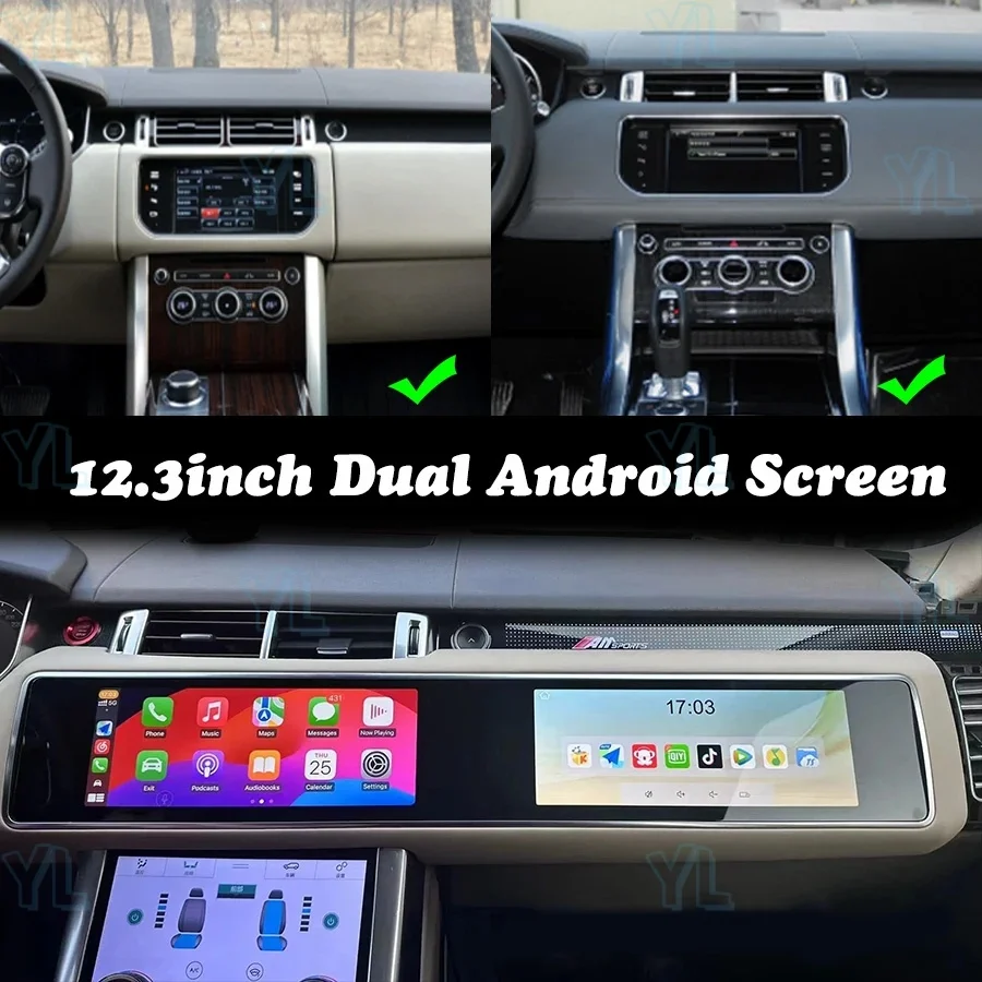 LLY Dual 12.3-inches Interactive Screen Car Radio For Land Rover Range Rover Sport L494 2014 - 2017 Multimedia Player GPS WIFI