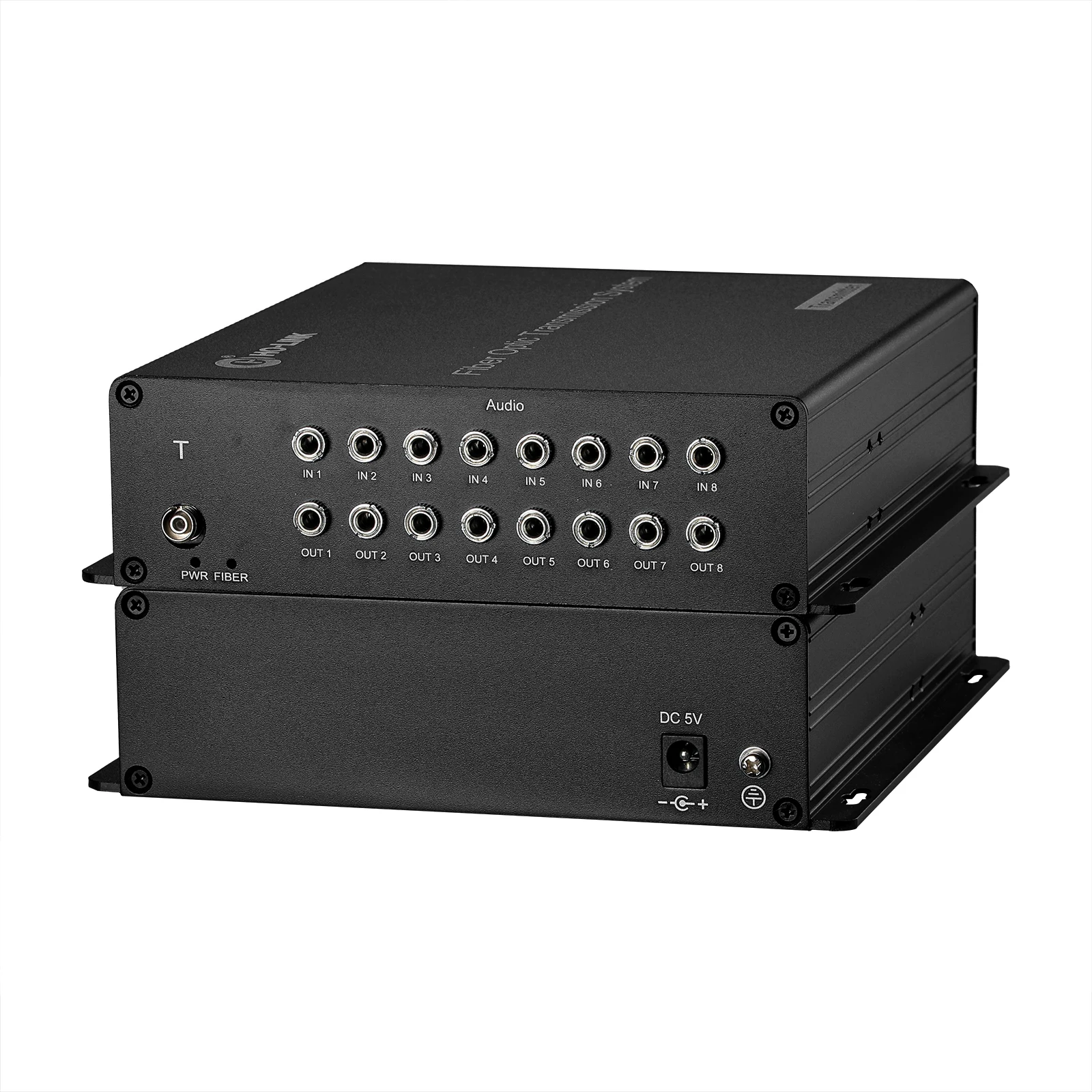 8 channel fiber optic to audio converter audio transmitter receiver single mode 20km