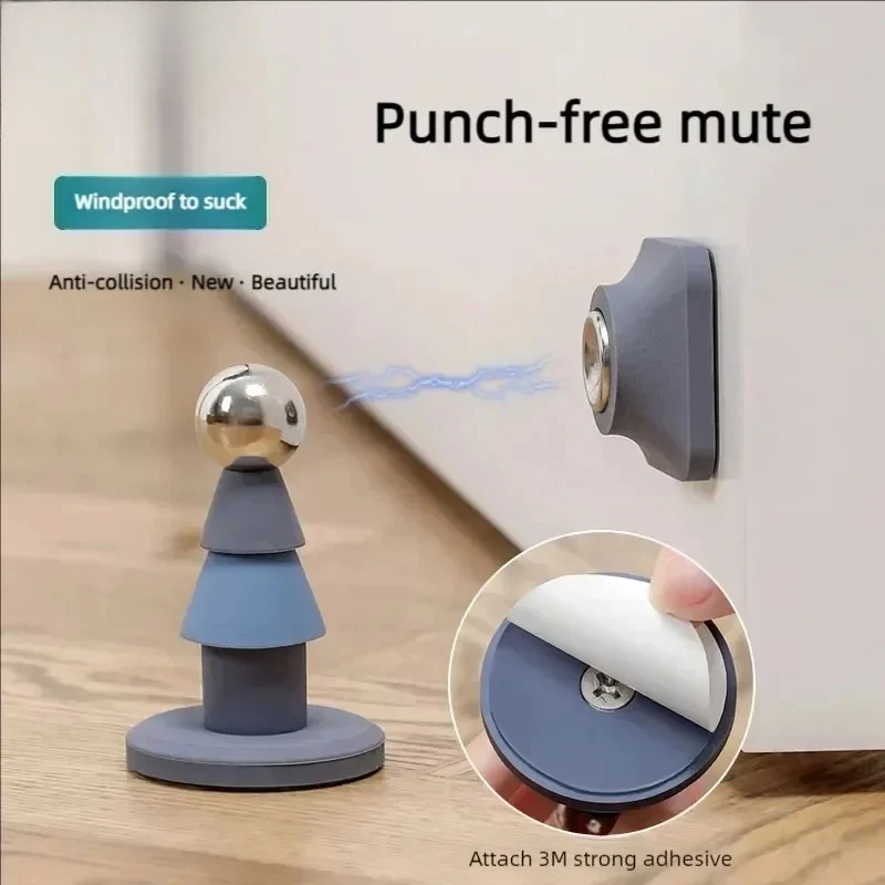 Non Perforated Christmas Tree Shaped Door Stopper Silicone Magnetic Suction Door Stopper Waterproof Rust Proof And Silent