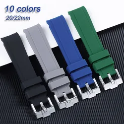 Rubber Watch Band 20mm 22mm Arc Curved End Silicone Strap for Omega for Rolex Bracelet Waterproof Sport Soft Universal Wristband