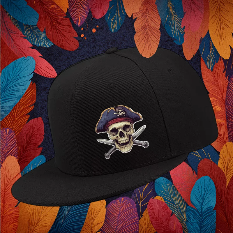 Casquette de baseball imprimée avec motif de capitaine pirate, un chapeau tendance de style streetwear adapté à toutes les saisons, idéal pour les activités de plein air