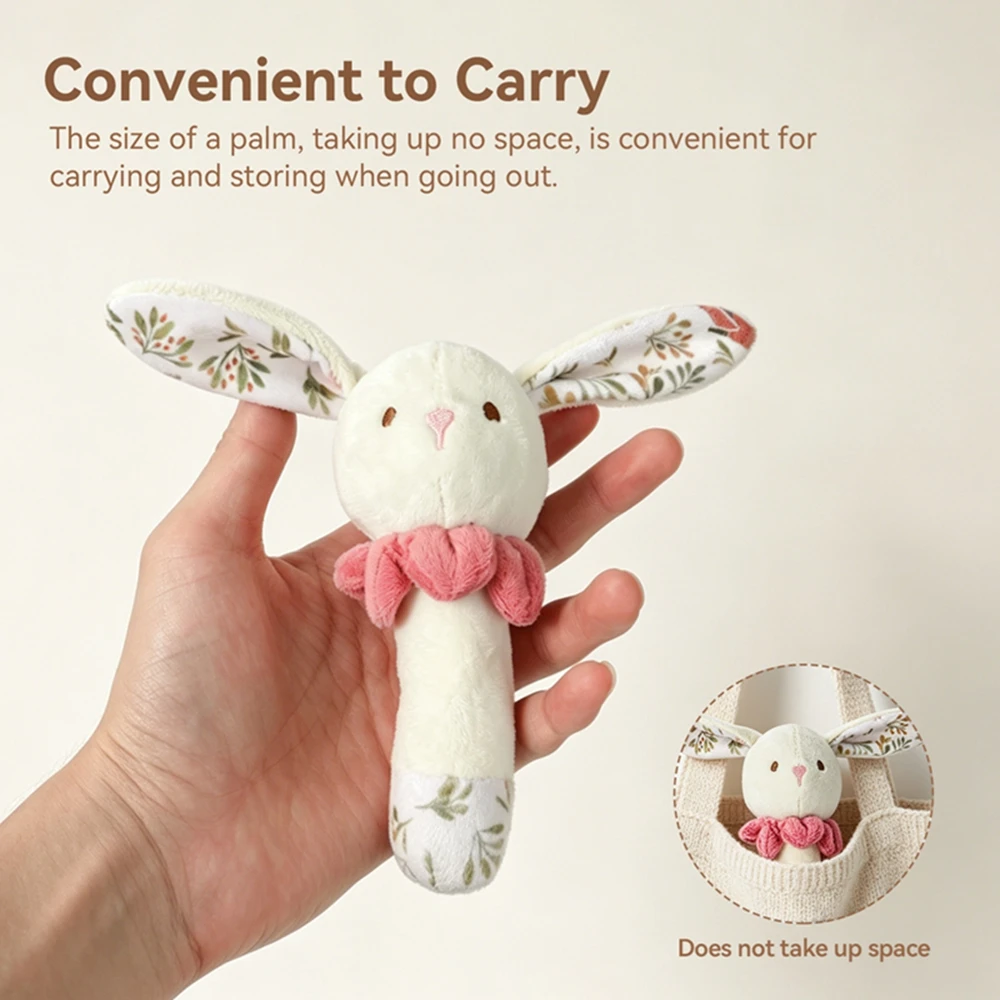 Baby Rattle Sensory Cotton Soft Music Rattle Toy Rabbit Bear Soothing Infant Newborn 0-12M Early Motor Development Gift