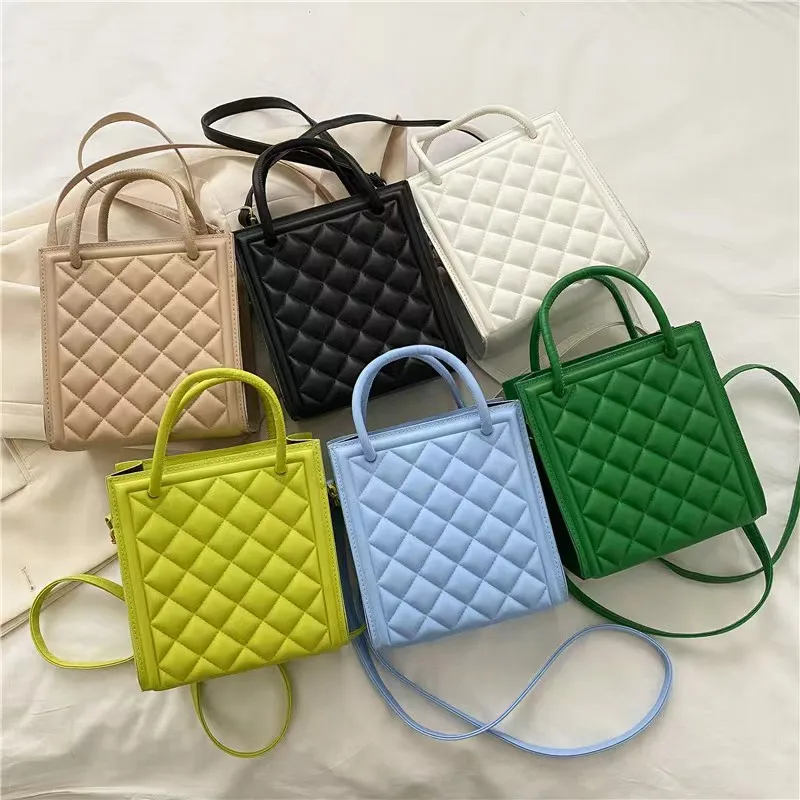 Minimalist Lingge Women's Handbag New Solid Color Fashion One Shoulder Crossbody Bag Square Bag