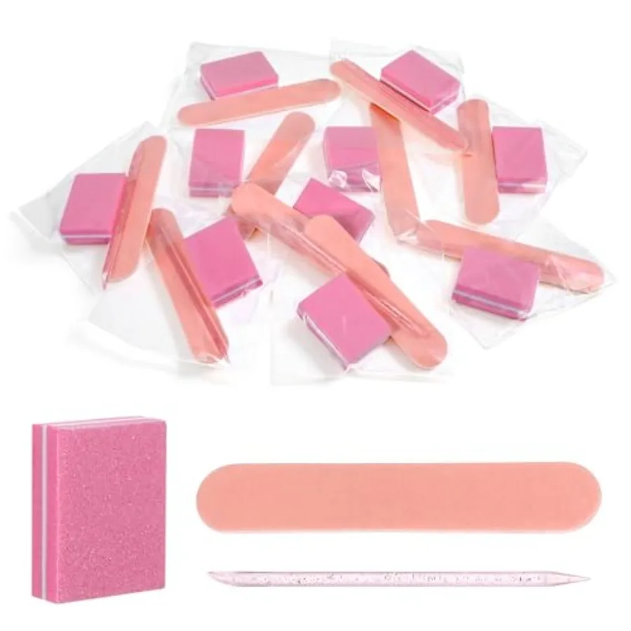 

10 Sets Disposable Manicure Kit, Individually Packaged Nail Kit with Mini Nail File, Mini Nails Buffer, Wood Nails Stick for Sa