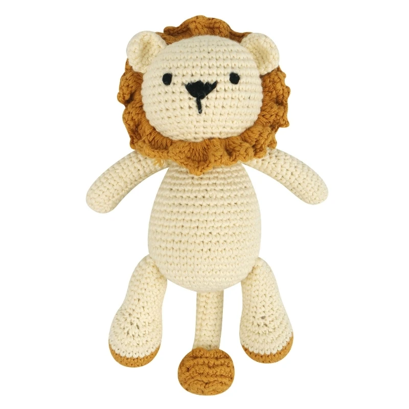 

7.5In Figure Toy Lion Stuffed Sleeping Crocheted Lion Washable for Toddler Girlfriends Birthday