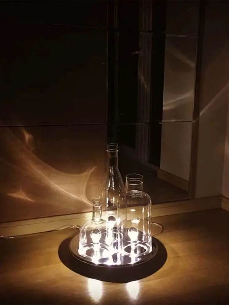 European  creative glass wine bottle table lamp bar bedroom modern simple desk decoration lamp free shipping