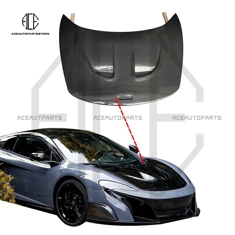 

For Mclaren 14-18 625C 650S 675LT Carbon Fiber Hood Bonnet Glossy Tuning Cover Kit Fit Upgrade