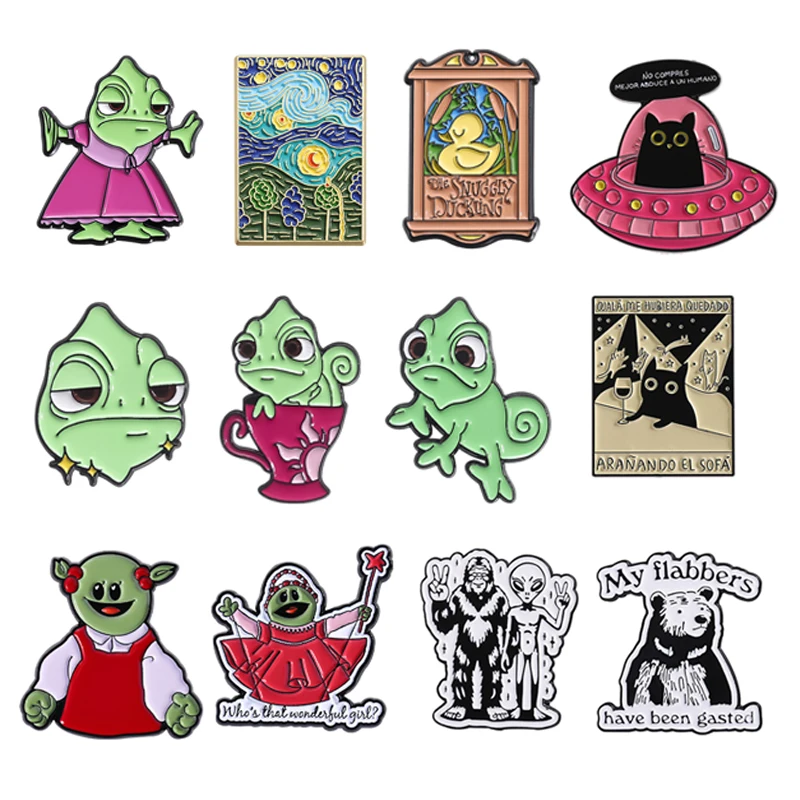 2-5pcs/set Alien Invader Zim Enamel Pins Comedy Sci-fi Animation Characters Brooches Lapel Badge Jewelry Gifts for Friends