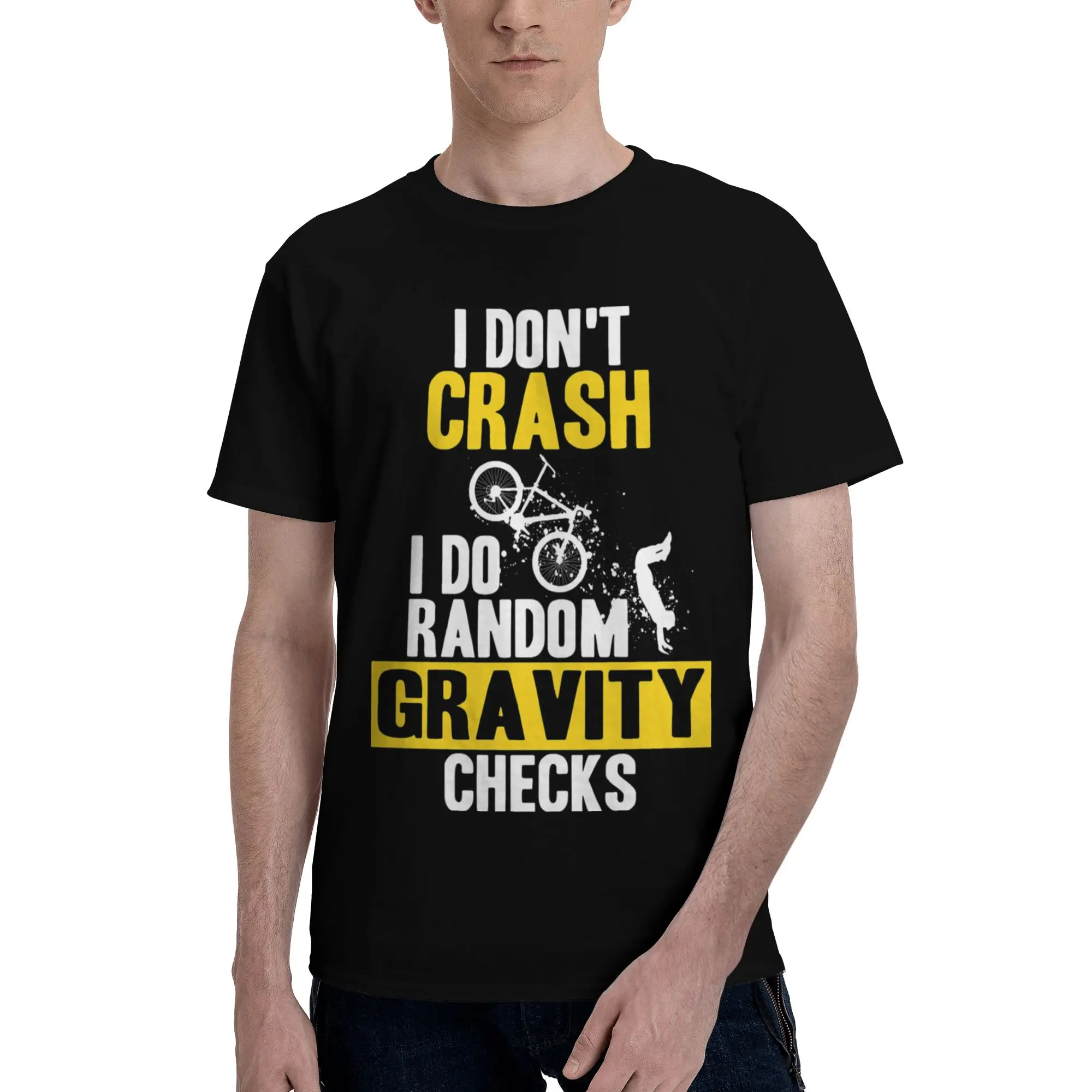 Gravity Checks Downhill Men's T Shirts  Crazy Tees Short Sleeve Crew Neck Cotton Graphic Printed Clothes T-Shirt