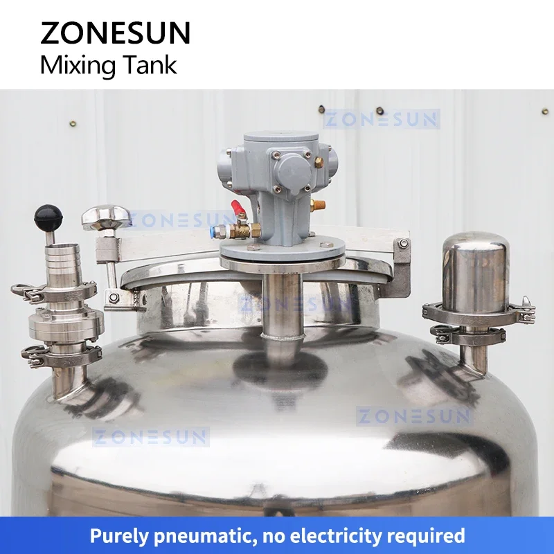 Zonesun Industrial Stainless Steel Mixing Tank Pneumatic Mixer Mixing Vessel Blending Tank With Agitator ZS-PMT100L