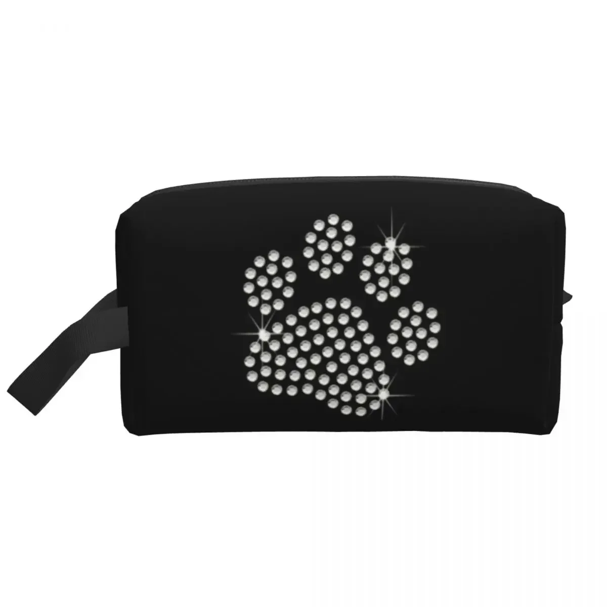 Kawaii Cute Rhinestone Dog Paw Travel Toiletry Bag for Women Diamond Cosmetic Makeup Bag Beauty Storage Dopp Kit