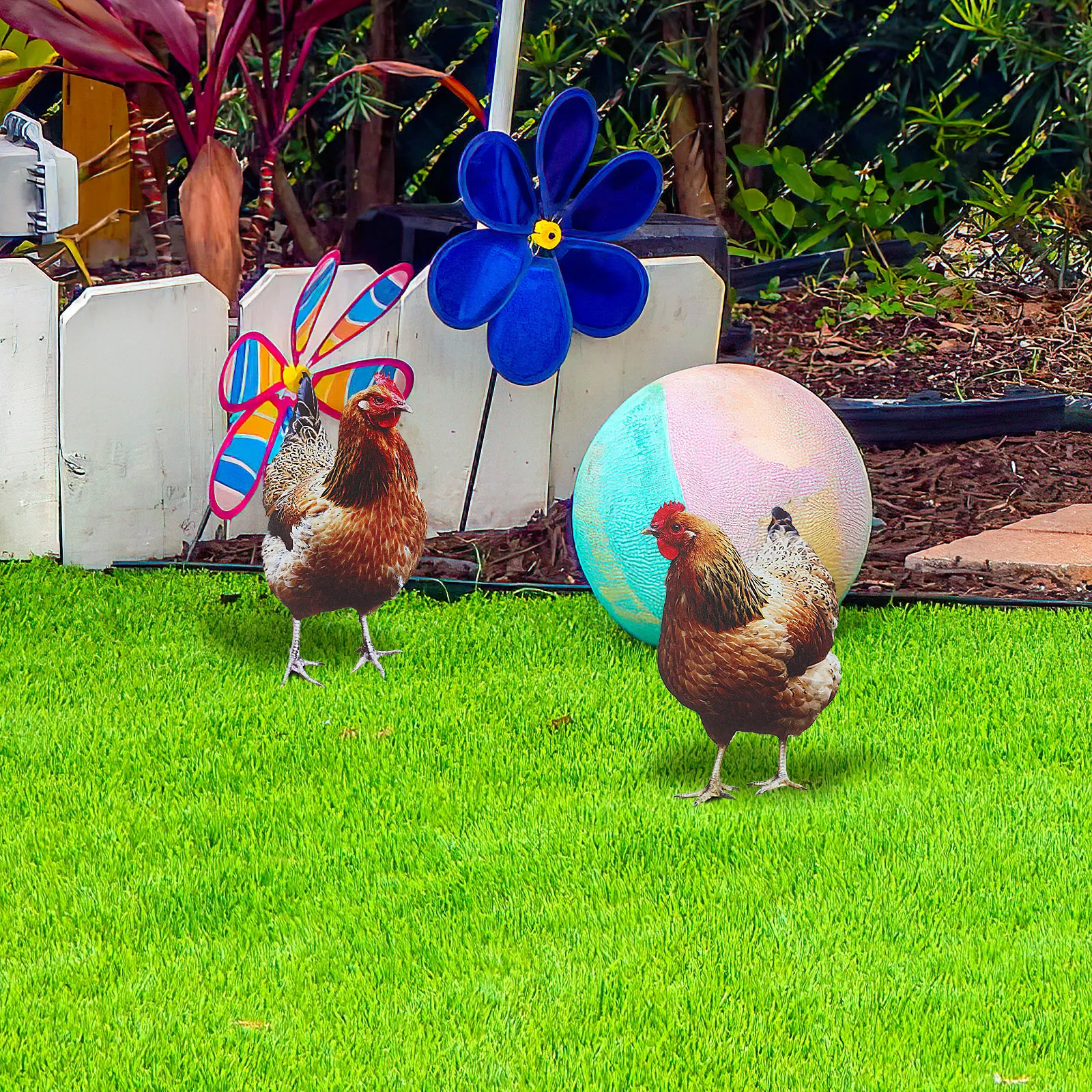 

2pcs Acrylic Garden Chicken Stake Decor Outdoor Lawn Yard Sign Durable Ornament Strong Chicken Shape Decoration for Garden