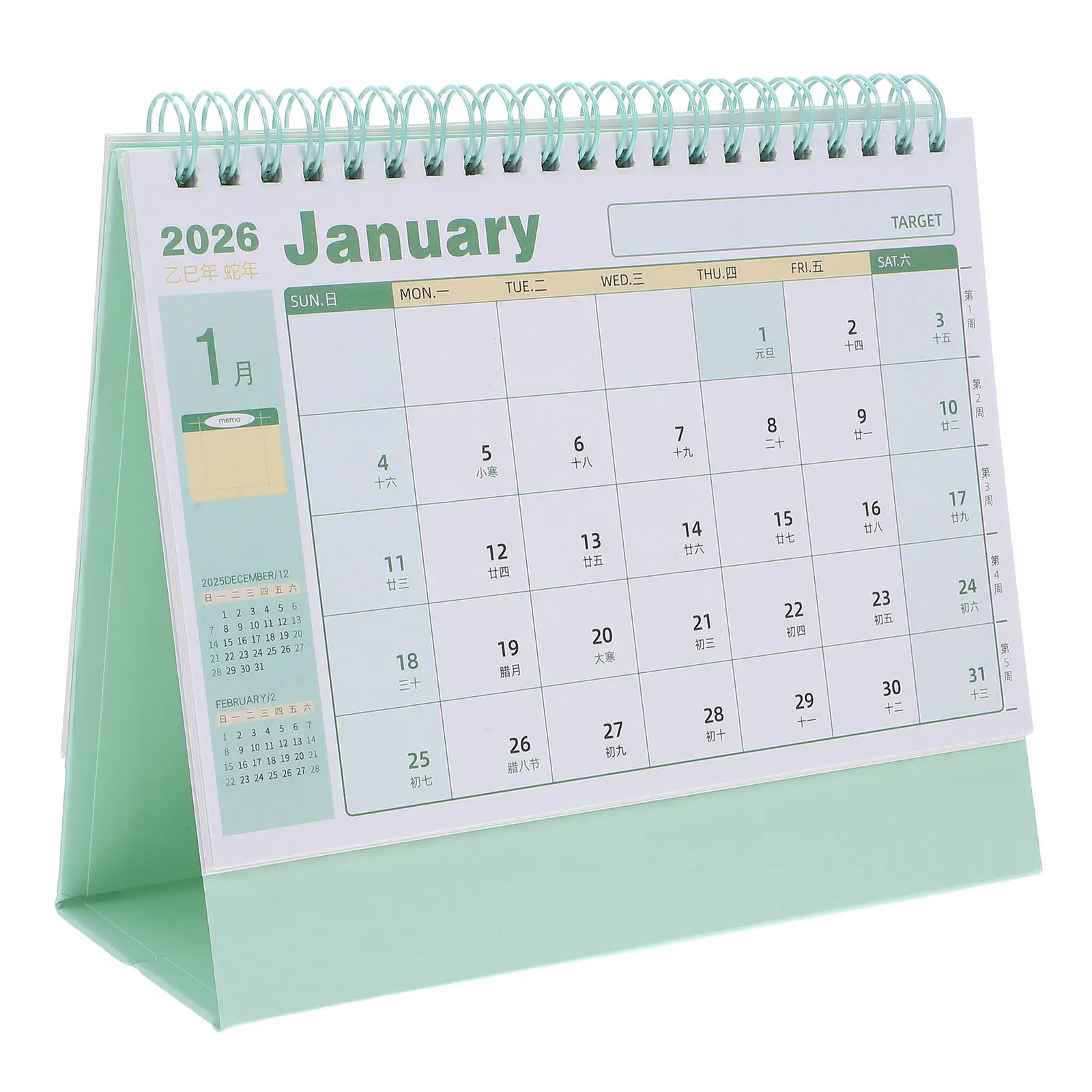 

Настольный календарь-ежедневник на 2026 год с пружинным переплетом, на 12 месяцев, с откидной обложкой, плотная бумага, для офиса, дома, учебы, плавное письмо