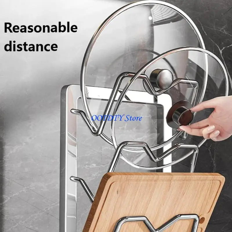 367A Corrosion Resistant Stainless Steel Pot Lid Hanger Stand Cookware Storage Rack Apartment Kitchen Solution