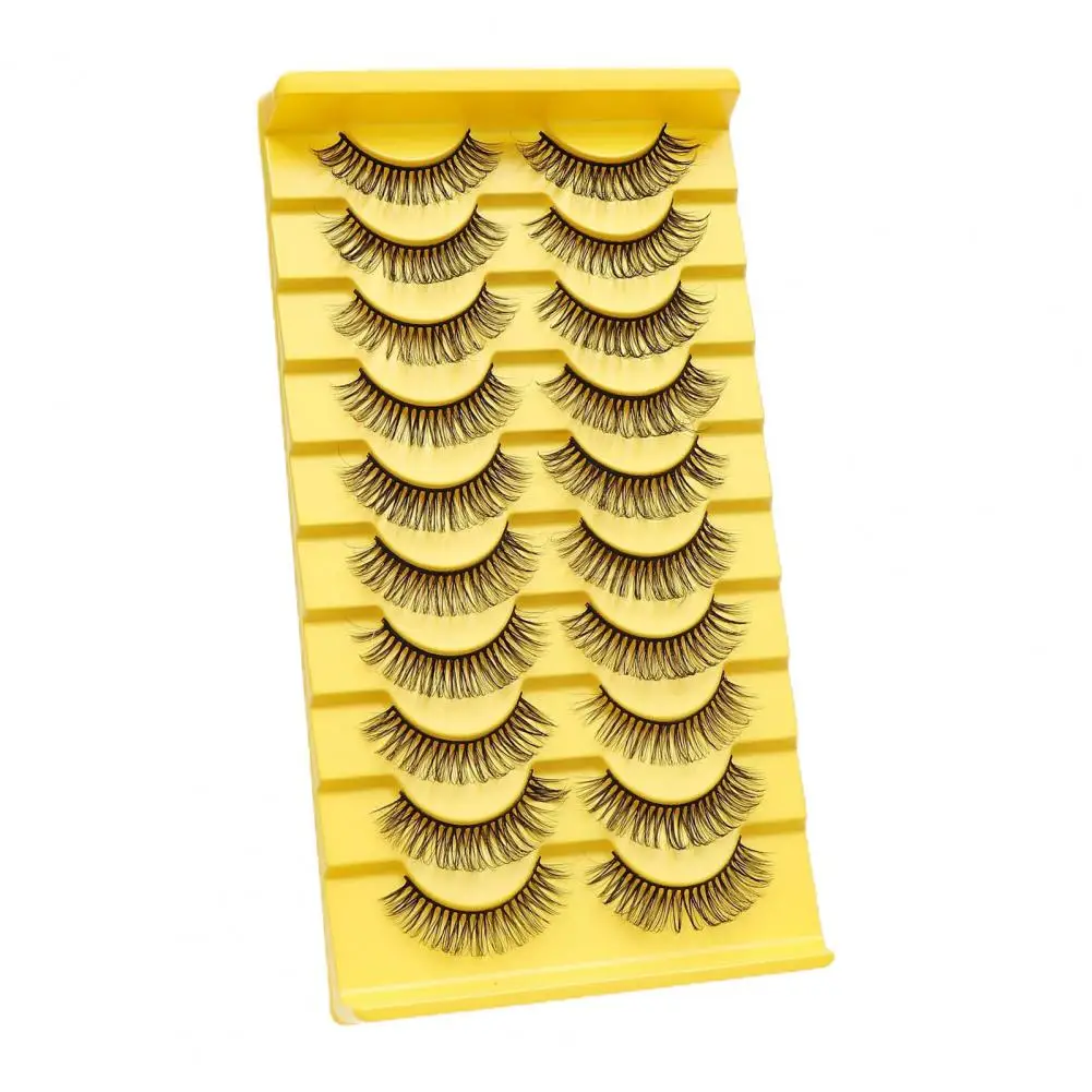 Fake Eyelashes 10 Pairs Trendy Soft Eye-Catching  Eye Extension Thick Fluffy Fake Lashes Women Supply